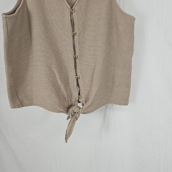 Madewell Texture & Thread Button Front Tie Tank Telluride Stone Size XL - Picture 3 of 7